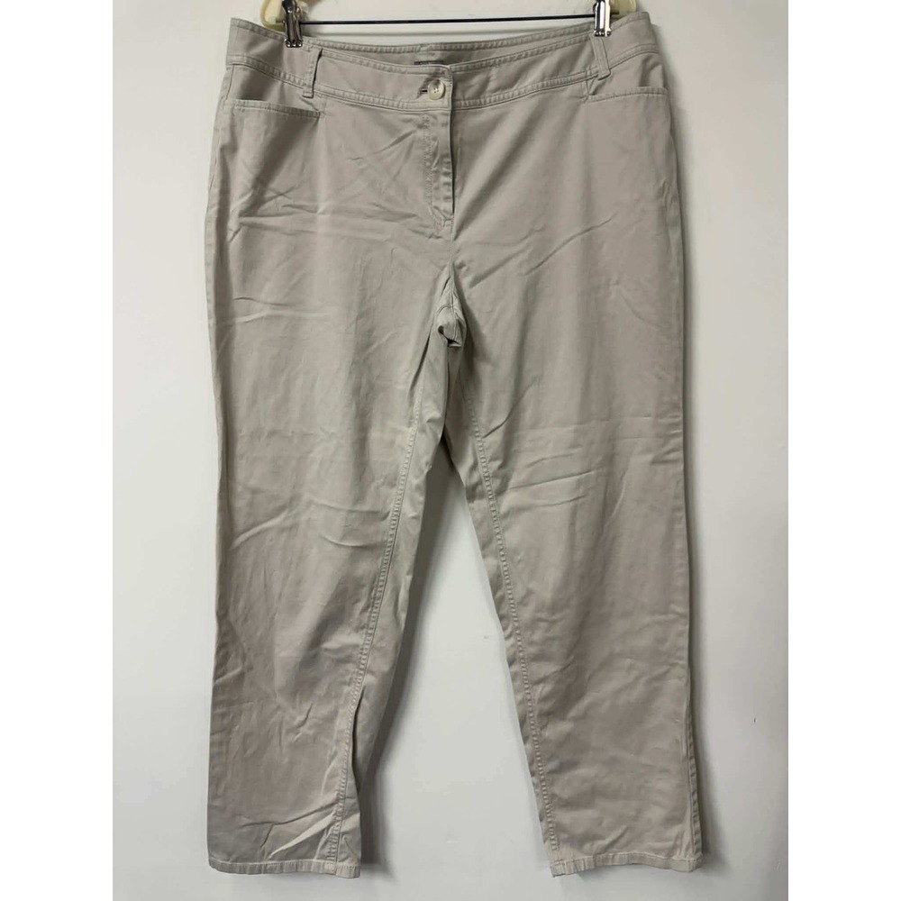 J. Jill Womens 18 Stretch Chino Pants Tan Khaki Straight‎ Leg Cotton Lycra Blend